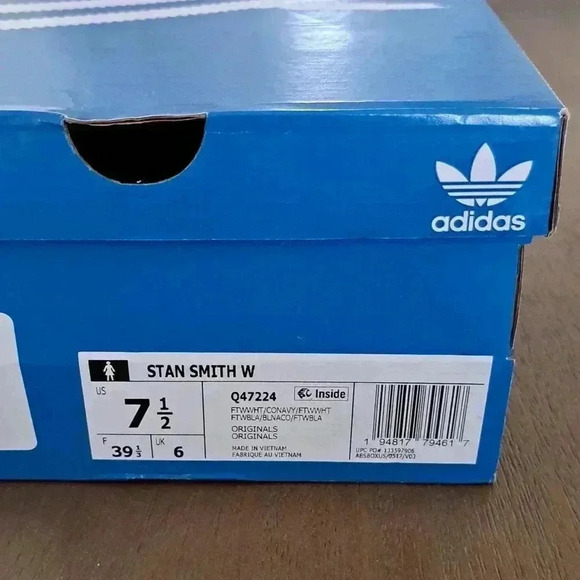 adidas Stan Smith Shoes - Color: White / Navy - Size: 7.5 - Picture 11 of 12